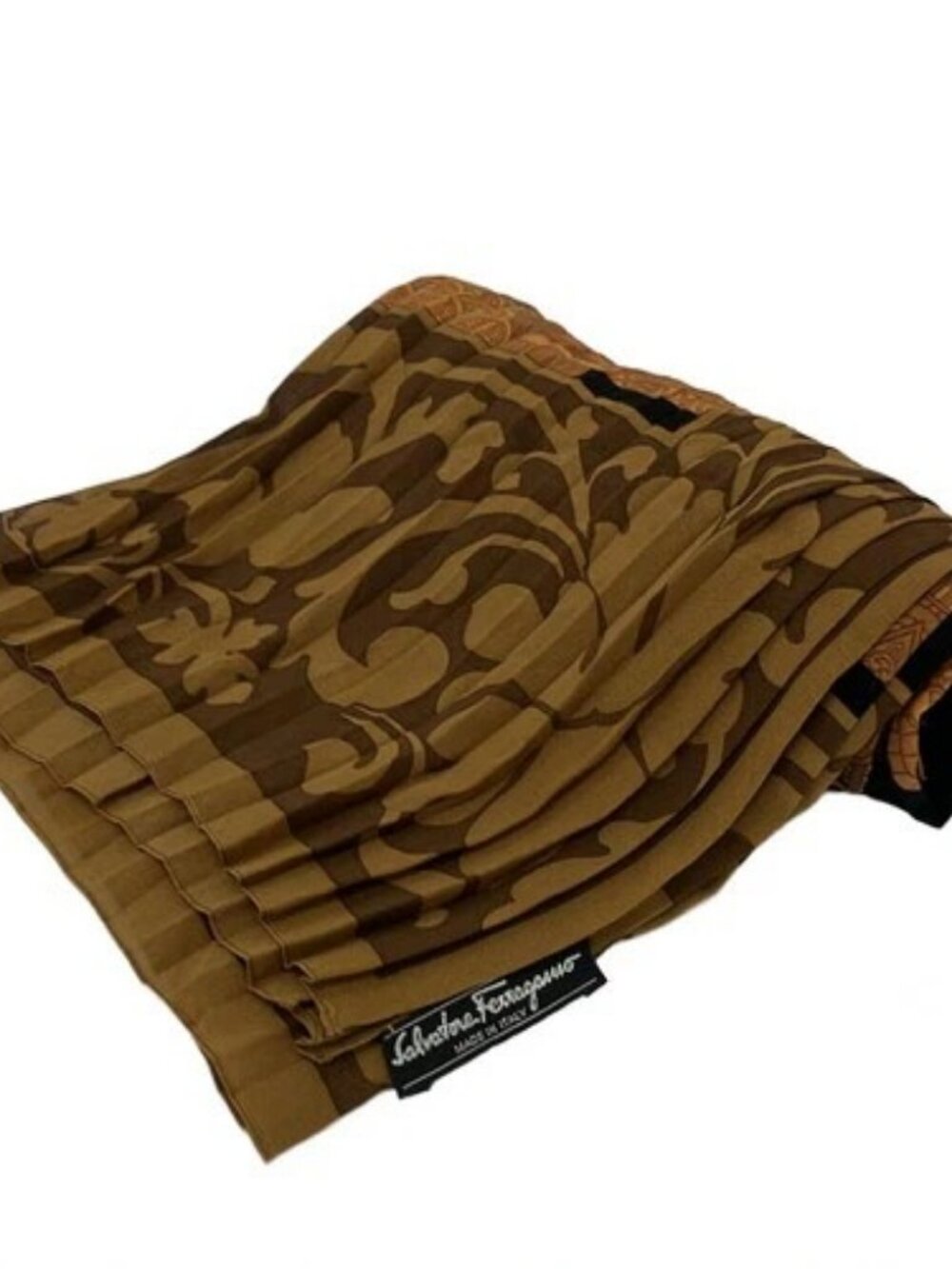 Salvatore Ferragamo Black Brown Multi Silk Scarf